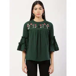 MUMRAA Floral Embroidered Regular Crepe Top-picture-33