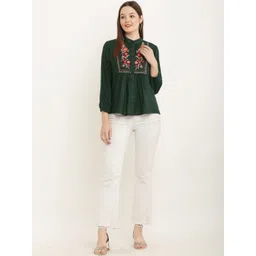 MUMRAA Floral Mandarin Collar Georgette Peplum Top-picture-10