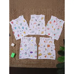 MumsLap Pack of 5 White Printed Jhablas-picture-14