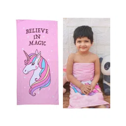 MumsLap Unisex Kids Pink 1 Unicorn Printed Terry Cotton 380 GSM Bath Towel-picture-41
