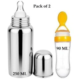muphin trading company PACK OF-2 STEEL BOTTLE AND 1 YELLOW SPOON FEEDER Feeder-picture-11