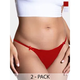 Muquam Pack Of 2 Low-Rise Thongs Briefs EPN-04804-RD-WH-2C-Red-White-picture-40