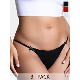 Muquam Pack Of 3 Low-Rise Seamless G-String Briefs-picture-35