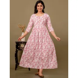 MURLI KURTI Floral Printed Cotton Maternity A-Line Ethnic Dresses-picture-30