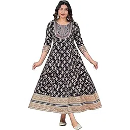 murli kurti Women’s Rayon Embroidered Anarkali Kurti | Elegant Blue & Pink Long Kurti for Women | Premium Ethnic Wear for Diwali & Wedding | Stylish Comfortable Festive Outfit in Floral Design image 1
