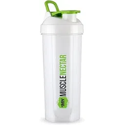 Muscle Nectar Shaker Bottle - BPA-Free for Whey Protein, Preworkout, and BCAA Shakes (White & Green) - 650 ml-picture-27