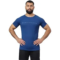 MuscleBlaze Half Sleeve Patterned Dry-Fit Active Tee for Men-picture-10