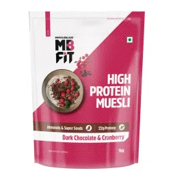 MuscleBlaze High Protein Muesli - Dark Chocolate & Cranberry image 1