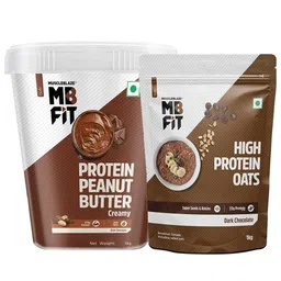 MuscleBlaze High Protein Oats & Peanut Butter Dark Chocolate Creamy 1 kg Combo-picture-36