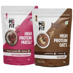 muscleblaze High Protein Oats Dark Chocolate & High Protein Muesli Dark Chocolate & Cranberry 1 kg Combo-picture-21