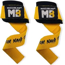 MuscleBlaze Weight Lifting Strap (Tum Nahi Samjhoge) One Pair (Yellow, Free Size) | Wrist Supporter for Gym-image-10