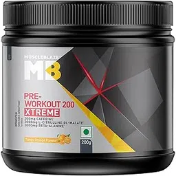 MuscleBlaze Pre Workout 200 Xtreme (Tangy Orange, 30 Servings, 200g) | 200mg Caffeine, 200mg Theanine, 2000mg Beta Alanine, 3000mg Citrulline-picture-36