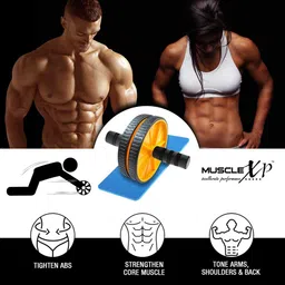 MuscleXP AB Roller Wheel,  Yellow  Free Size  image 3