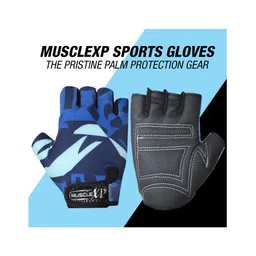 MuscleXP Stout Blue Unisex Fitness Sports Gym Gloves - Blue & Black image 4
