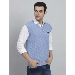 muskan knitwear Men Self Design Blue Sweater-picture-25