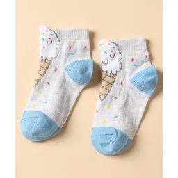 Mustang Cotton Knit Ankle Length Socks with Ice Cream Design - White-picture-26