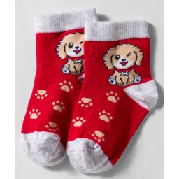 Mustang Cotton Knit Ankle Length Socks With Puppy Design - Red-picture-20