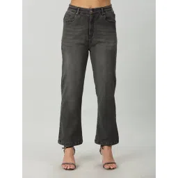 Mustard Black Denim Regular Fit High Rise Jeans image 1