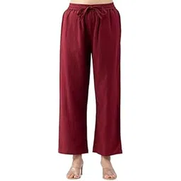 mustard Solid Maroon Cotton Viscose Slub Winter Palazzo for Women | Warm Regular Fit Palazzo-picture-44