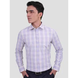 MUTAQINOTI Comfort Fit Tartan Checked Formal Cotton Shirt-picture-41