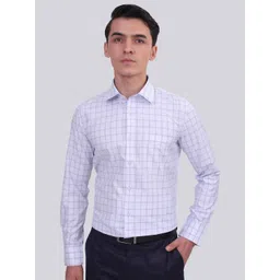MUTAQINOTI Comfort Windowpane Checks Spread Collar Cotton Formal Shirt-picture-20