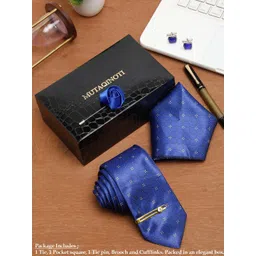 MUTAQINOTI Men Checked & Geometric Print Silk Blend Necktie Accessory Gift Set-picture-16
