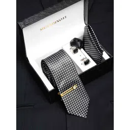 MUTAQINOTI Men Geometric Print Silk Blend Necktie Accessory Gift Set-picture-10