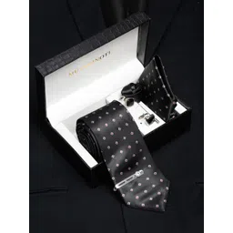 MUTAQINOTI Men Geometric Print Silk Blend Necktie Accessory Gift Set image 1