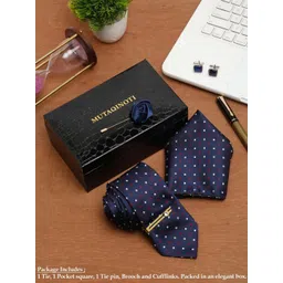 MUTAQINOTI Men Multi Checked Silk Necktie Accessory Gift Set-picture-16