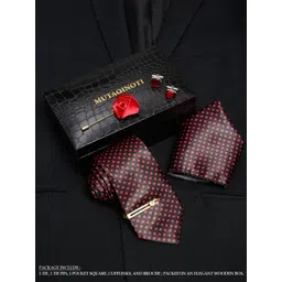 MUTAQINOTI Men Polka Dot Print Silk Blend Necktie Accessory Gift Set-picture-23