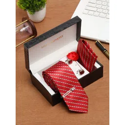 MUTAQINOTI Men Printed Stripes Silk Blend Necktie Accessory Gift Set-picture-17