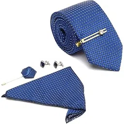 mutaqinoti Mens Woven Premium Silk Necktie Gift Combo Set With Pocket Square Cufflinks Brooch Golden Tie Pin (TECOMBO-GP)-picture-19