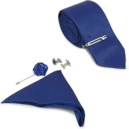 mutaqinoti Mens Woven Premium Silk Necktie Suit Accessories Set With Pocket Square Cufflinks Brooch Tie Pin (TECP2)-picture-17