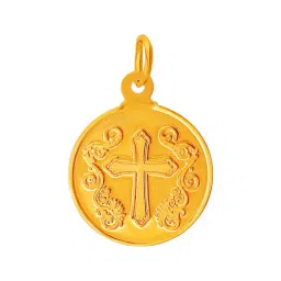 Muthoot Pappachan Swarnavarsham BIS Hallmarked 22k Yellow Gold Round Cross Pendant-picture-27