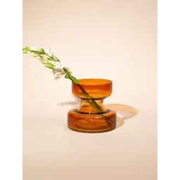 Muun Home Brown Glass Modern Short Vase-picture-13