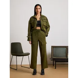 Muvazo Women Solid Oversized Pockets Jacket-picture-27