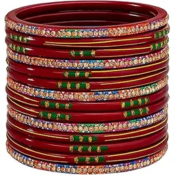 Muzaffarpuri Lac Bangles for Women – 12 Pcs Handcrafted Traditional Bangles | Rajasthani Ethnic Design | Wedding, Festive & Party Wear Jewelry | Handmade Indian Kada Set-picture-51