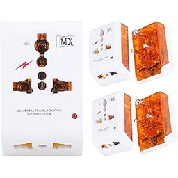 MX 3 PIN Traveller Universal Socket Plug (Type G) Worldwide Travel Adaptor Multi Plug Conversion Plug Socket Connector 3 in 1 (Type D - India/Surge Protector, Pack of 5)-picture-37