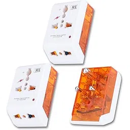 MX 3 PIN Traveller Universal Socket Plug (Type D), Worldwide Travel Adaptor, Multi Plug, Conversion Plug, Surge Protection, Socket Connector 3 in 1 Pack of 3-picture-38