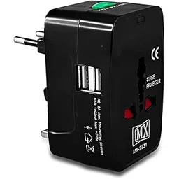MX Universal Worldwide Travel Adapter inbuilt Surge Protector with Dual USB Port LED & Child Safety Shutter-Universal Socket for UK Europe USA Australia China Japan & Thailand (Black Pack of 1)-picture-19