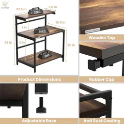 my armor Platform Top Microwave & Oven Stand, Kitchen Organizer, Wooden Shelf, 2.5 Tier, Wooden Kitchen Trolley image 3