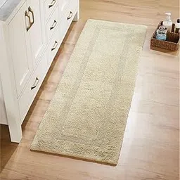 My Home Soft Cotton Bath Runner Rug – Long Absorbent Mat for Bathroom Floor, 100% Plush Cotton, Non-Slip, Quick Dry (Beige)-picture-19