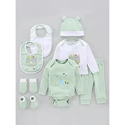 My Milestones 8 Pieces Full Sleeves New Born Baby Gift Set, Infant Gift Set, Clothing Set for Boys - 0-6 Months (Sage Green)-picture-15