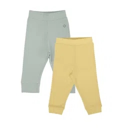 My Milestones Boys Pack Of 2 Green & Yellow Solid Cotton Track Pants-picture-44