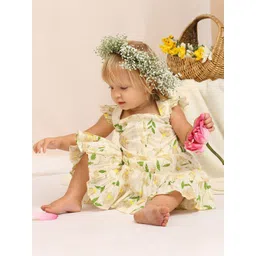 My Milestones Print Flutter Sleeve Ruffled Fit & Flare Dress-picture-11