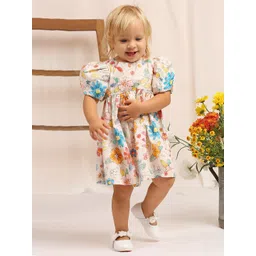 My Milestones Round Neck Floral Print Puff Sleeve A-Line Dress-picture-14