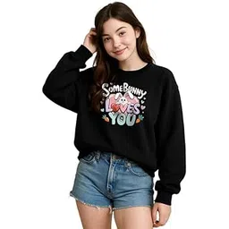 Womens Printed Fleece Sweatshirt | Soft & Warm Knitted Winter Pullover for Daily Casual Wear-image-33