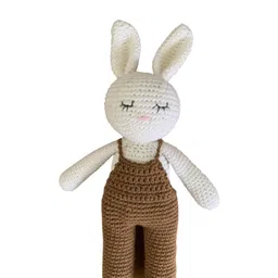 My Yarnery White & Brown Handcrafted Crochet Bunny Soft Toy for Kids-picture-31