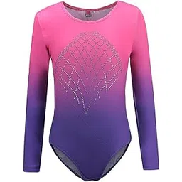 MYADDICTION Girls One-Piece Leotard Athletic Dance Gymnastics Bodysuit 12 Pink+Purple 0-picture-29
