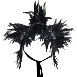 myaddiction Gothic Natural Feather Cape Shawl Shrug Stole Poncho Choker Collar Black Clothing Shoes & Accessories | Womens Accessories | Scarves & Wraps-picture-33